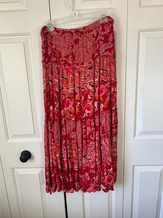 Coldwater Creek Dresses & Skirts - Coldwater Creek Red Paisley Floral Midi Skirt